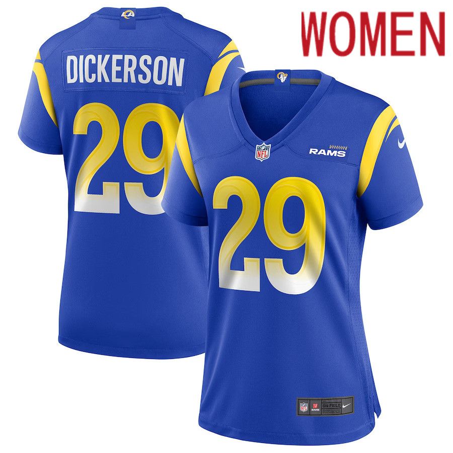 Women Los Angeles Rams 29 Eric Dickerson Nike Royal Game Retired Player NFL Jersey